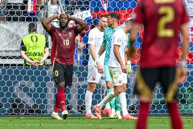 240617 EURO2024 BELGIUM VS SLOVAKIA Romelu Lukaku (10) of Belgium during a soccer game between the national teams of Belgium, called the Red Devils and Slovakia on the first matchday in Group E in the group stage of the UEFA EURO, EM, Europameisterschaft,Fussball 2024 tournament , on Monday 17 June 2024 in Frankfurt , Germany . PHOTO SPORTPIX Stijn Audooren Frankfurt Frankfurt Arena Germany  Copyright: xSportpix.bex xStijnxAudoorenxStijnxAudoorenx
