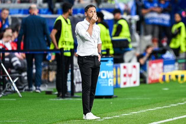 240617 EURO2024 BELGIUM VS SLOVAKIA Coach Domenico Tedesco of Belgium during a soccer game between the national teams of Belgium, called the Red Devils and Slovakia on the first matchday in Group E in the group stage of the UEFA EURO, EM, Europameisterschaft,Fussball 2024 tournament , on Monday 17 June 2024 in Frankfurt , Germany . PHOTO SPORTPIX Stijn Audooren Frankfurt Frankfurt Arena Germany  Copyright: xSportpix.bex xStijnxAudoorenxStijnxAudoorenx