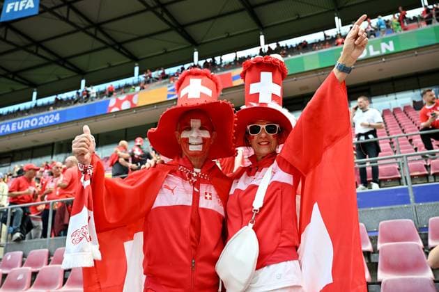 15 06 2024, xjrdrx, European Football Championship 2024, Hungary Switzerland emspor, v l emotions, fans, atmosphere, flags, logo, Switzerland, white red, spectators, jerseys DFL DFB REGULATIONS PROHIBIT ANY USE OF PHOTOGRAPHS as IMAGE SEQUENCES and or QUASI VIDEO Cologne