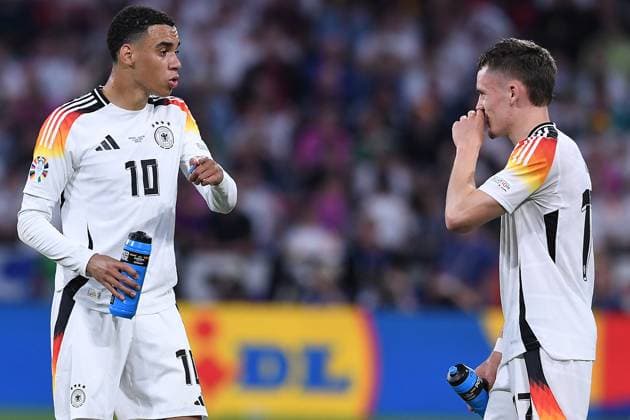Soccer UEFA EURO 2024 group stage 1 match day opening match Germany Scotland on 14 06 2024 at the Munich Football Arena in Munich Jamal Musiala Germany , left Florian Wirtz Germany , right xRx