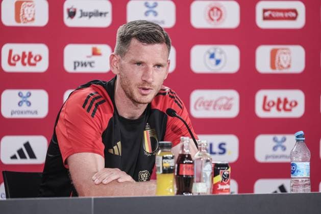 Belgium s Jan Vertonghen pictured during a press conference, PK, Pressekonferenz of Belgian national soccer team Red Devils, Tuesday 18 June 2024 at their base camp in Freiberg am Neckar, Germany, during the UEFA EURO, EM, Europameisterschaft,Fussball 2024 European Soccer Championships. The Red Devils play in Group E at the Euro 2024 European Championships in Germany. BRUNOxFAHY  x94792738x