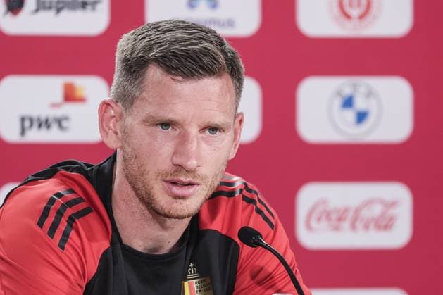 Belgium s Jan Vertonghen pictured during a press conference, PK, Pressekonferenz of Belgian national soccer team Red Devils, Tuesday 18 June 2024 at their base camp in Freiberg am Neckar, Germany, during the UEFA EURO, EM, Europameisterschaft,Fussball 2024 European Soccer Championships. The Red Devils play in Group E at the Euro 2024 European Championships in Germany. BRUNOxFAHY  x94792749x