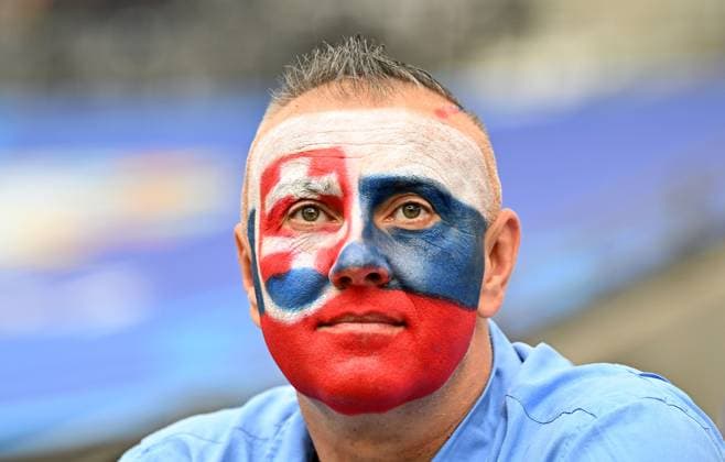 17 06 2024, xscotx, European Football Championship 2024, Belgium Slovakia, emspor, v l fans, fan, atmosphere, fan block, scarves, flag, flags, flags, emotions, scarf of Slovakia Slovakian national soccer team Slovenska futbalova reprezentacia Frankfurt am Main