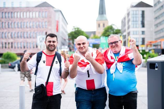 18 06 2024 Football, European Championship 2024 in Germany, fans in Dortmund Turkey Georgia Georgian fans in the city center at lunchtime before the match