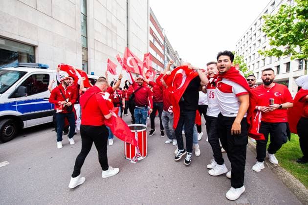18 06 2024 Football, European Championship 2024 in Germany, fans in Dortmund Turkey Georgia Turkish fans in the city center at lunchtime before the match