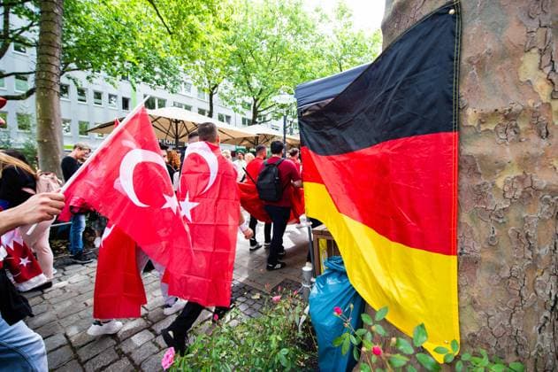 18 06 2024 Football, European Championship 2024 in Germany, fans in Dortmund Turkey Georgia Turkish fans in the city center at lunchtime before the match