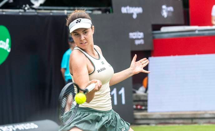 18 06 2024, WTA 500, Tennis, Women, ecotrans Ladies Open 2024, Berlin, Singles, 1 round, Angelique Kerber Germany Linda Noskova Czech Republic Linda Noskova Czech Republic Berlin Steffi Graf Stadion Berlin Germany