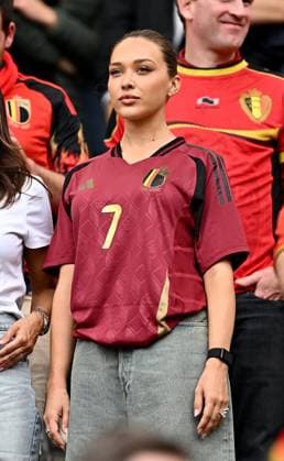 17 06 2024, xscotx, Football EM 2024, Belgium Slovakia, emspor, v l Michele Lacroix girlfriend wife wife partner of Kevin De Bruyne Frankfurt am Main