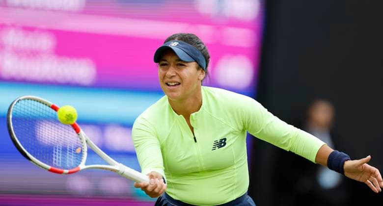 18th June 2024; Edgbaston Priory Club, Birmingham, England: Rothesay Tennis Classic Birmingham, Day 2; Heather Watson (GBR) in her womens singles match against Marie Bouzkova (CZE)  ActionPlus12656309 RogerxEvans