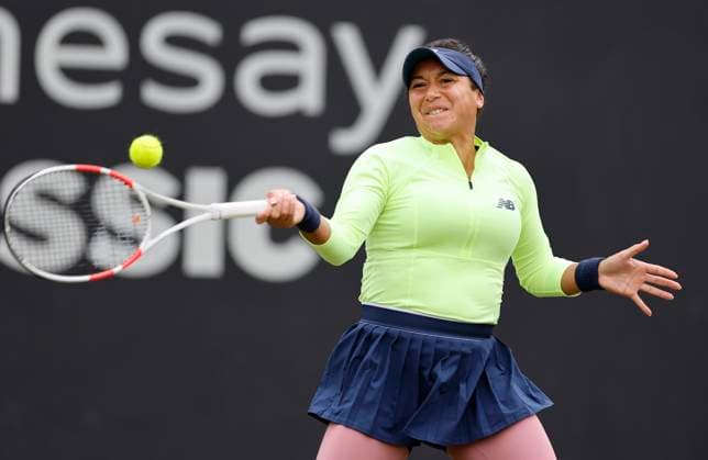 18th June 2024; Edgbaston Priory Club, Birmingham, England: Rothesay Tennis Classic Birmingham, Day 2; Heather Watson (GBR) in her womens singles match against Marie Bouzkova (CZE)  ActionPlus12656315 RogerxEvans