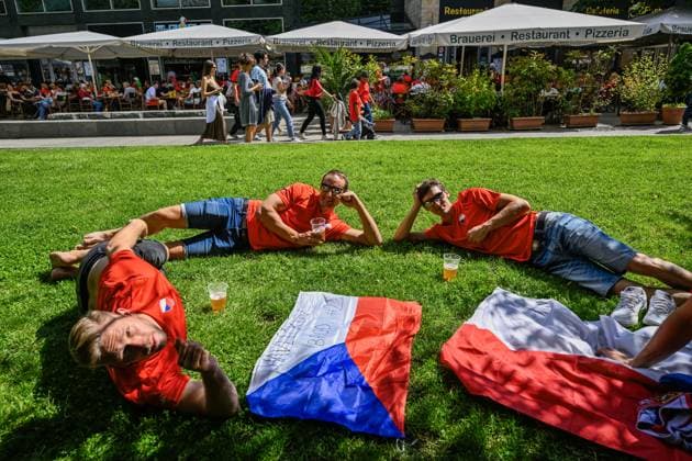 Czech football fans drink beer prior to Czech Republic vs. Portugal match within the European Football Championships, Leipzig, Germany, June 18, 2024. (CTKxPhoto VitxSimanek) CTKPhotoP2024061805310  CTKPhotoP2024061805310