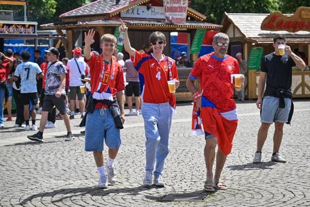 Czech football fans in action prior to Czech Republic vs. Portugal match within the European Football Championships, Leipzig, Germany, June 18, 2024. (CTKxPhoto VitxSimanek) CTKPhotoP2024061805406  CTKPhotoP2024061805406