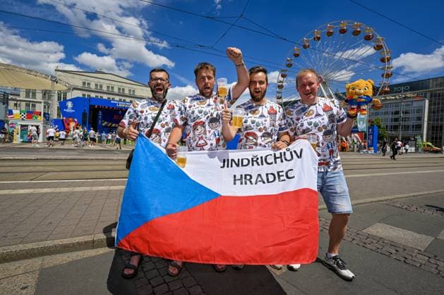 Czech football fans in action prior to Czech Republic vs. Portugal match within the European Football Championships, Leipzig, Germany, June 18, 2024. (CTKxPhoto VitxSimanek) CTKPhotoP2024061805415  CTKPhotoP2024061805415