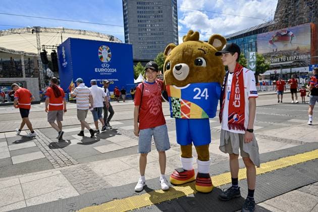 Czech football fans in action prior to Czech Republic vs. Portugal match within the European Football Championships, Leipzig, Germany, June 18, 2024. (CTKxPhoto VitxSimanek) CTKPhotoP2024061805519  CTKPhotoP2024061805519