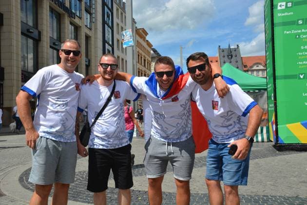 UEFA European Football Championship - UEFA EURO, EM, Europameisterschaft,Fussball 2024 - Portugal vs Czech Republic Czech Republic fans in the center of Leipzig during UEFA Euro 2024 - Portugal vs Czech Republic, UEFA European Football Championship in Leipzig, Germany, June 18 2024 Leipzig Germany  Copyright: xIPAxSport ABACAx