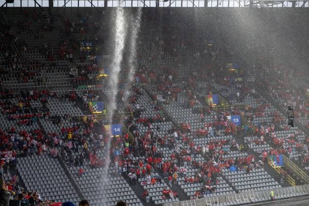 GER, EURO 2024, Group F, Turkey Tur vs Georgia GEO 18 06 2024, BVB Stadium Dortmund, Dortmund, GER, EURO 2024, Group F, Turkey Tur vs Georgia GEO In the picture Torrential rain down to the stands, heavy rain storm nordphotoxGmbHxx xDenkinger nph00015