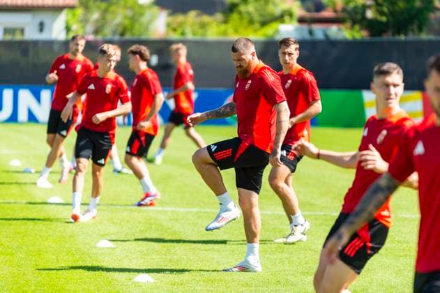 Final training session in Weiler before the match in Stuttgart against Germany with Martin Adam 9, Hungary Copyright: xx
