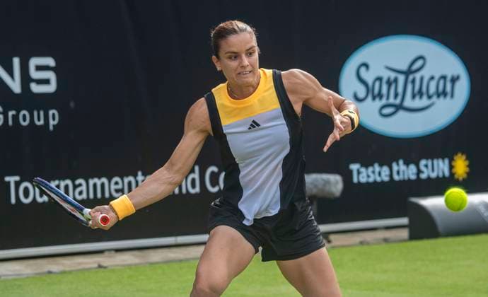 18 06 2024, WTA 500, Tennis, Women, ecotrans Ladies Open 2024, Berlin, Singles, 1 round, Victoria Azarenka Belarus Maria Sakkari Greece Maria Sakkari Greece Berlin Steffi Graf Stadion Berlin Germany