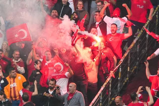 Turkish fans set off Bengalos in Dortmund 18 06 2024 Turkey vs Georgia, EURO2024 M11, Group F, EM Arena Dortmund