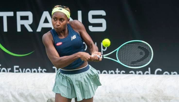 18 06 2024, WTA 500, Tennis, Women, ecotrans Ladies Open 2024, Berlin, Doubles, 1 round, Coco Gauff USA Jessica Pegula USA Linda Noskova Czech Republic Katerina Siniakova Czech Republic Coco Gauff USA Berlin Steffi Graf Stadium Berlin Germany
