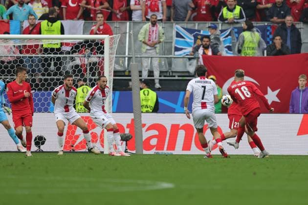 Turkey v Georgia Euro 2024 18 06 2024. Group F Goal 1-0 Mert Muldur of Turkey scores a goal during the Euro 2024 match between Turkey and Georgia at BVB Stadion, Dortmund, Germany on 18 June 2024. Dortmund BVB Stadion Greater London Germany Editorial use only , Copyright: xNigelxKeenex PSI-19820-0010
