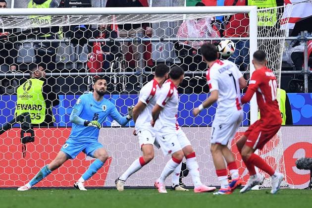 Soccer UEFA EURO 2024 Group Stage 1 Matchday Turkey Georgia on 18 06 2024 at BVB Stadion Dortmund in Dortmund Goal Shot Goal to 1 0 by Mert Müldür Turkey xRx