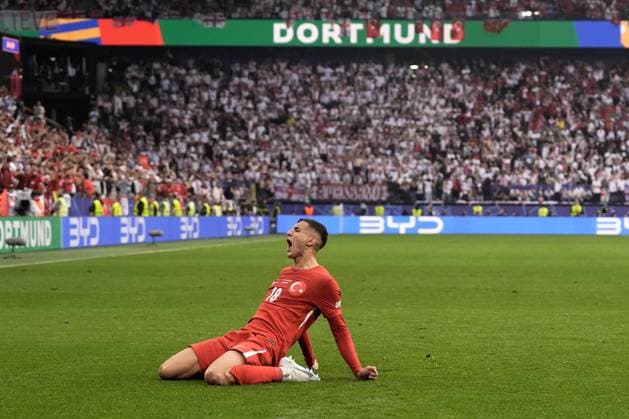 Turkey s Mert Muldur celebrates after goal 1-0 during the Euro 2024 soccer match between Turkey and Georgia at the Signal Iduna Park, Dortmund, Germany - Tuesday 18, 2024. - Soccer.  Copyright: xFabioxFerrari LaPressex