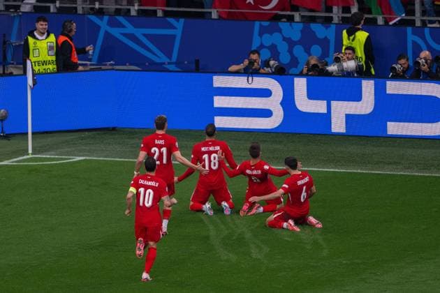 GER, EURO 2024, Group F, Turkey Tur vs Georgia GEO 18 06 2024, BVB Stadium Dortmund, Dortmund, GER, EURO 2024, Group F, Turkey Tur vs Georgia GEO In the picture Mert Muelduer Turkey TURKEY TURKEY, 18 Cheering after the goal for 1 0 goal cheering cheering cheering gestures, facial expressions, emotions nordphotoxGmbHxx xDenkinger nph00015