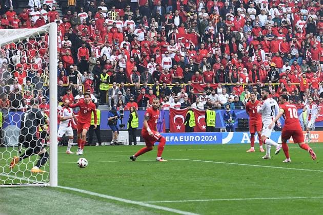 Soccer UEFA EURO 2024 Group Stage 1 Matchday Turkey Georgia on 18 06 2024 at BVB Stadion Dortmund in Dortmund Goal Shot Goal to 1 1 by Georges Mikautadze Georgia xRx