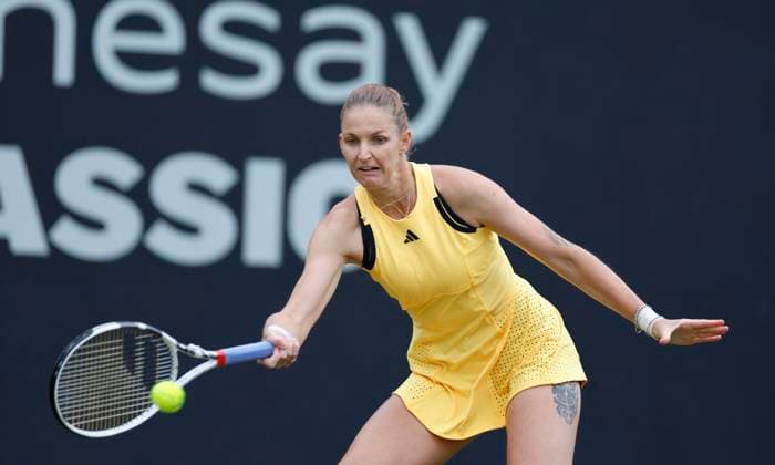 18th June 2024; Edgbaston Priory Club, Birmingham, England: Rothesay Tennis Classic Birmingham, Day 2; Karolina Pliskova (CZE) in her womens singles match against Caroline Dolehide (USA)  ActionPlus12656417 RogerxEvans