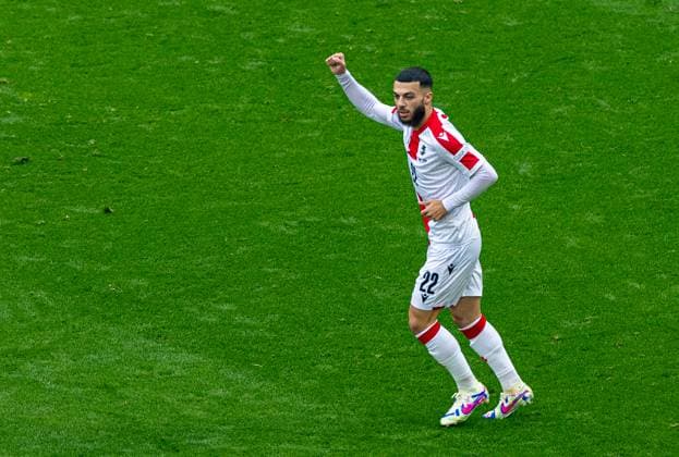 Football - UEFA EURO, EM, Europameisterschaft,Fussball 2024 - Group F - Turkey v Georgia DORTMUND, GERMANY - Tuesday, June 18, 2024: Georgia s Georges Mikautadze celebrates after scoring the first equalising goal during the UEFA Euro 2024 Group F match between Turkey and Georgia at the Westfalenstadion. (Photo by David Rawcliffe Propaganda) DORTMUND Westfalenstadion NORTH RHINE-WESTPHALIA GERMANY  Copyright: xDavidxRawcliffex P2024-06-18-Turkey_Georgia-44