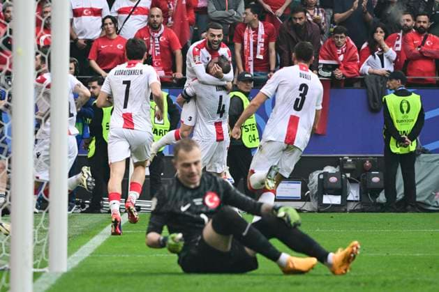 Goal celebration for 1 1 by Georges Mikautadze 22 Georgia , Turkey vs Georgia, Football, UEFA Euro 2024, Group stage, Matchday 1, 18 06 2024 Dortmund Nordrhein Westfalen Germany Copyright: xkolbert-press MarcxNiemeyerx