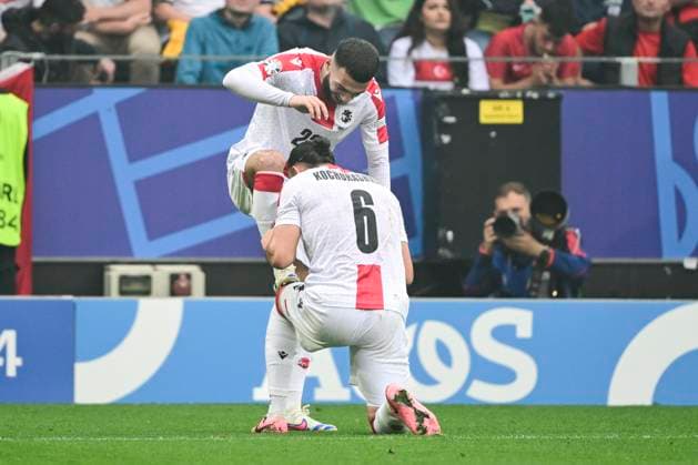 Goal celebration for 1 1 by Georges Mikautadze 22 Georgia , Turkey vs Georgia, Football, UEFA Euro 2024, Group stage, Matchday 1, 18 06 2024 Dortmund Nordrhein Westfalen Germany Copyright: xkolbert-press MarcxNiemeyerx