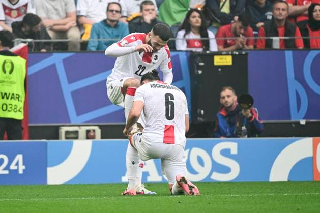 Goal celebration for 1 1 by Georges Mikautadze 22 Georgia , Turkey vs Georgia, Football, UEFA Euro 2024, Group stage, Matchday 1, 18 06 2024 Dortmund Nordrhein Westfalen Germany Copyright: xkolbert-press MarcxNiemeyerx