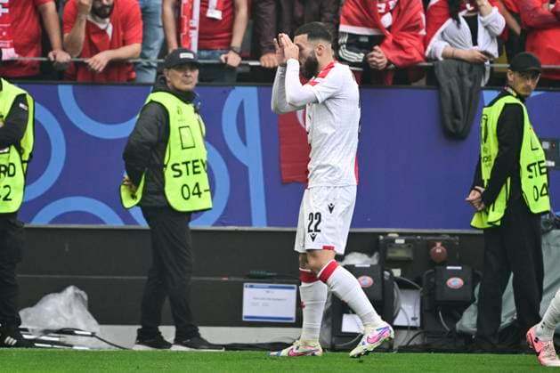 Goal celebration for 1 1 by Georges Mikautadze 22 Georgia , Turkey vs Georgia, Football, UEFA Euro 2024, Group stage, Matchday 1, 18 06 2024 Dortmund Nordrhein Westfalen Germany Copyright: xkolbert-press MarcxNiemeyerx
