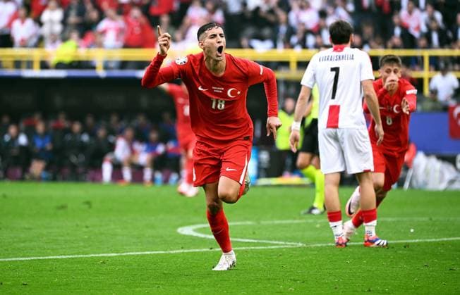 Football, European Championship, EURO 2024, Group F, Signal Iduna Park Dortmund Turkey Georgia Cheers Mert Müldür TUR after his goal to make it 1-0 Cheers, joy, action