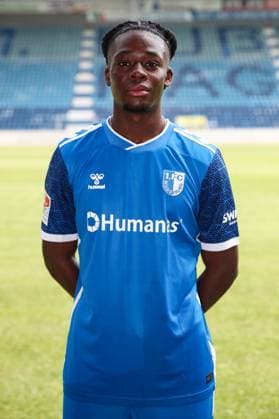 Pierre Nadjombe 1 FC Magdeburg,22 2 Soccer Bundesliga season 2024 2025 Photo session 1 FC Magdeburg with new additions and team in the new home jersey at the AVNET Arena in Magdeburg Soccer,Man,Men,Germany,18 06 2024