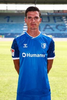 Tobias Müller 1 FC Magdeburg,5 2 Soccer Bundesliga Season 2024 2025 Photo session 1 FC Magdeburg with new additions and team in the new home jersey in the AVNET Arena in Magdeburg Soccer,Man,Men,Germany,18 06 2024