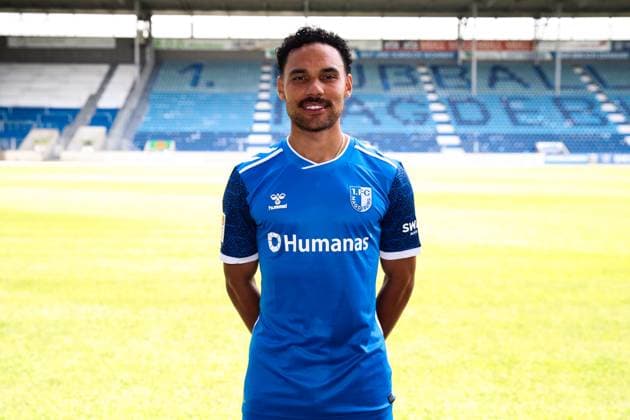 Herbert Bockhorn 1 FC Magdeburg,7 2 Soccer Bundesliga Season 2024 2025 Photo session 1 FC Magdeburg with new additions and team in the new home jersey in the AVNET Arena in Magdeburg Soccer,Man,Men,Germany,18 06 2024