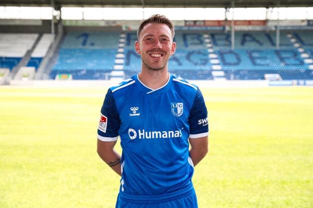 Connor Krempicki 1 FC Magdeburg,13 2 Soccer Bundesliga Season 2024 2025 Photo session 1 FC Magdeburg with new additions and team in the new home jersey at the AVNET Arena in Magdeburg Soccer,Man,Men,Germany,18 06 2024