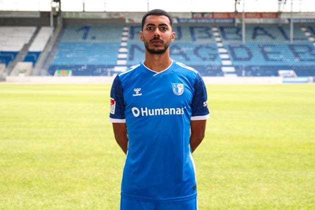 Tarek Chahed 1 FC Magdeburg,34 2 Soccer Bundesliga Season 2024 2025 Photo session 1 FC Magdeburg with new additions and team in the new home jersey at the AVNET Arena in Magdeburg Soccer,Man,Men,Germany,18 06 2024