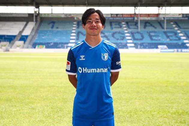 Tatsuya Ito 1 FC Magdeburg,37 2 Soccer Bundesliga Season 2024 2025 Photo session 1 FC Magdeburg with new additions and team in the new home jersey at the AVNET Arena in Magdeburg Soccer,Man,Men,Germany,18 06 2024