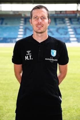 Goalkeeping coach Matthias Tischer 1 FC Magdeburg 2 Soccer Bundesliga season 2024 2025 Photo session 1 FC Magdeburg with new additions and team in the new home jersey at the AVNET Arena in Magdeburg Soccer,Man,Men,Germany,18 06 2024
