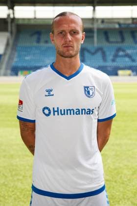Goalkeeper Dominik Reimann 1 FC Magdeburg,1 2 Soccer Bundesliga Season 2024 2025 Photo session 1 FC Magdeburg with new additions and team in the new home jersey at the AVNET Arena in Magdeburg Soccer,Man,Men,Germany,18 06 2024