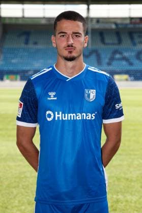 Andi Hoti 1 FC Magdeburg,3 2 Soccer Bundesliga Season 2024 2025 Photo session 1 FC Magdeburg with new additions and team in the new home jersey in the AVNET Arena in Magdeburg Soccer,Man,Men,Germany,18 06 2024