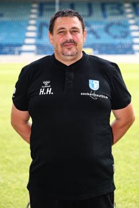 Equipment manager Heiko Horner 1 FC Magdeburg 2 Soccer Bundesliga season 2024 2025 Photo session 1 FC Magdeburg with new additions and team in the new home jersey in the AVNET Arena in Magdeburg Soccer,Man,Men,Germany,18 06 2024