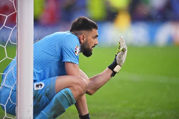 Germany Soccer Euro 2024 Turkey - Georgia 8710803 18.06.2024 Georgia s goalkeeper Giorgi Mamardashvili reacts during the UEFA EURO, EM, Europameisterschaft,Fussball 2024 Group F soccer match between Turkey and Georgia at the BVB Stadion in Dortmund, Germany. Alexey Filippov Sputnik Dortmund Germany  Copyright: xAlexeyxFilippovx