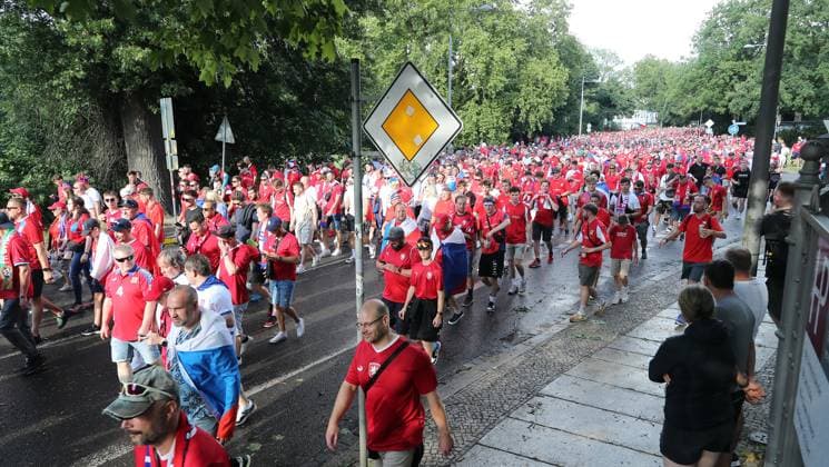 EURO 2024, Czech Republic national team, fan march to the stadium in Leipzig