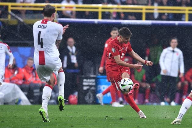 Soccer UEFA EURO 2024 Group Stage 1 Matchday Turkey Georgia on 18 06 2024 at BVB Stadion Dortmund in Dortmund Goal Shot Goal to 2 1 by Arda Güler Turkey xRx