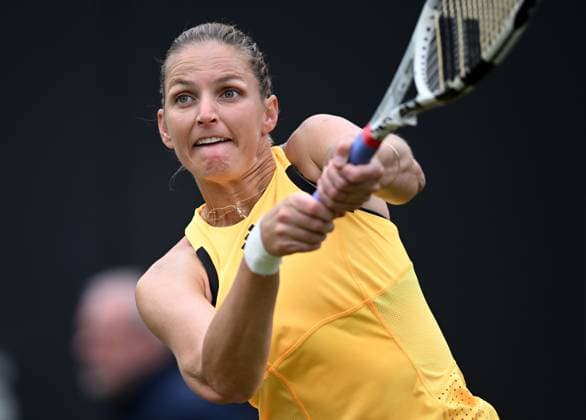 Karolina Pliskova of the Czech Republic in action during her first round match Rothesay Classic Birmingham, Day 2, Tennis, Edgbaston Priory Club, Birmingham, UK - 18 June 2024  Copyright: xAnnaxGowthorpe Shutterstockx 14543313ca